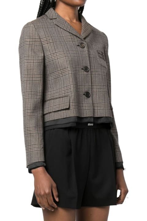 Coats & Jackets for Women Miu Miu Check-pattern Wool Jacket