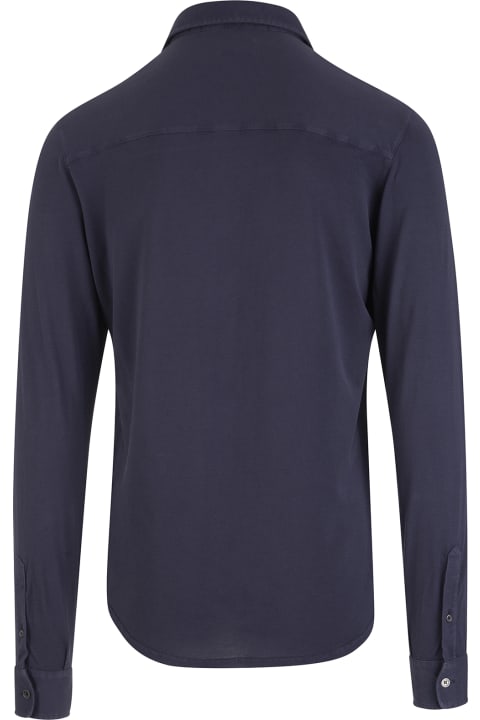 メンズ Fedeliのシャツ Fedeli Teorema Shirt In Navy Blue Cotton Piqué