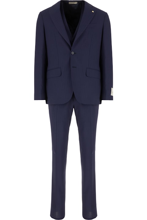 Corneliani Suits for Men Corneliani Embroidered Stretch Wool Blend Suit