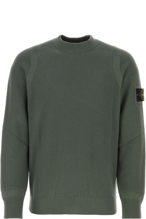 Sweaters for Men Stone Island Sage Green Cotton Sweater