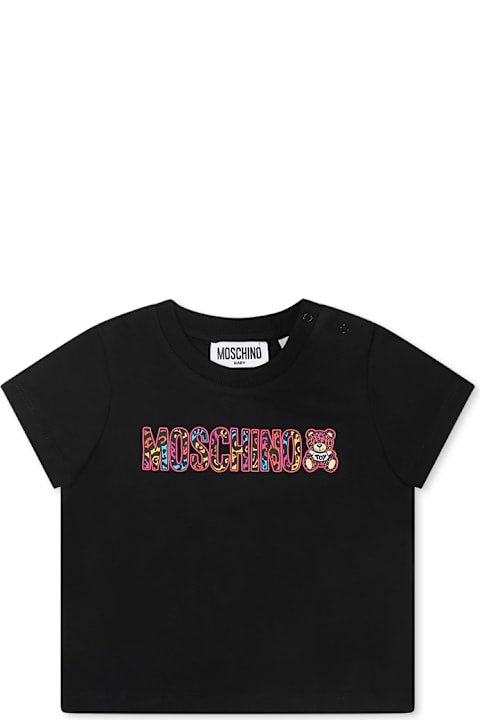 Homeware Moschino Black T-shirt For Baby Girl With Teddy Bear