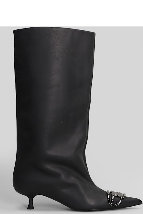 Diesel Venus 40 Tube High Heels Boots In Black Leather