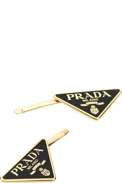 Prada Accessories for Women Prada Black Metal Hair Clip Set