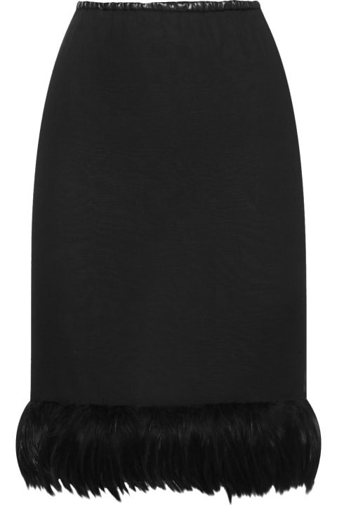 Saint Laurent Clothing for Women Saint Laurent Feathers Trim Silk Skirt