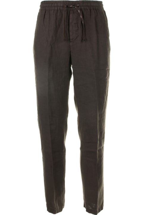 Altea Fleeces & Tracksuits for Men Altea Brown Linen Trousers With Drawstring