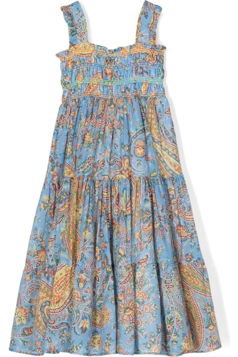 Fashion for Kids Etro Light Blue Sleeveless Dress With Paisley Motif