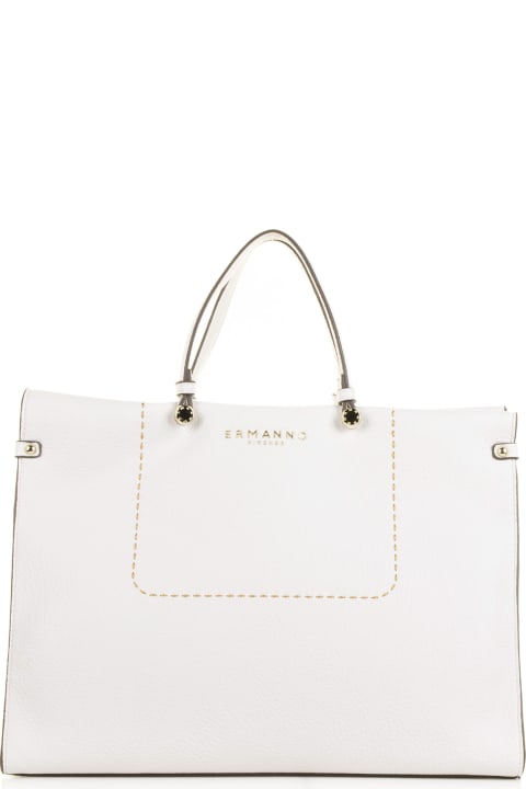 Ermanno Scervino for Women Ermanno Scervino White Petra Shopping Bag In Textured Eco-leather