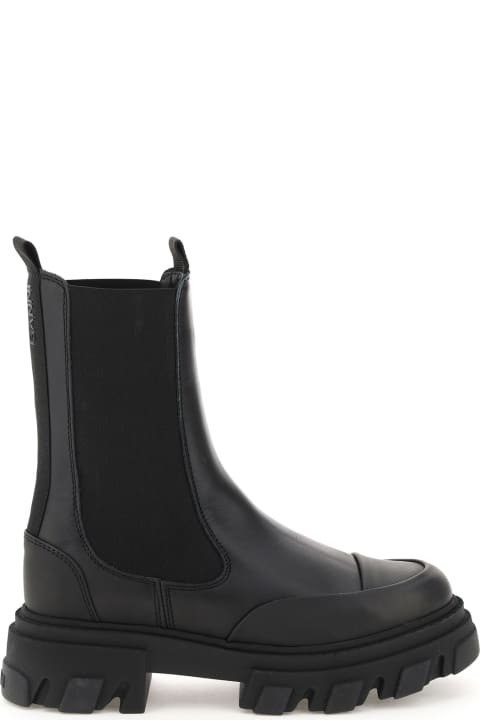 Fashion for Women Ganni Leather Mid Chelsea Boots