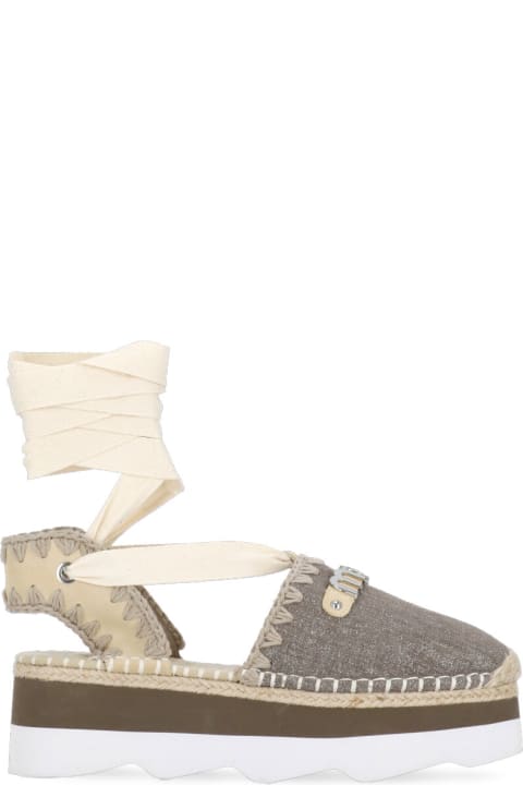 Mou Flat Shoes for Women Mou Espa Sandal Espadrilles In Grey Synthetic Fibers