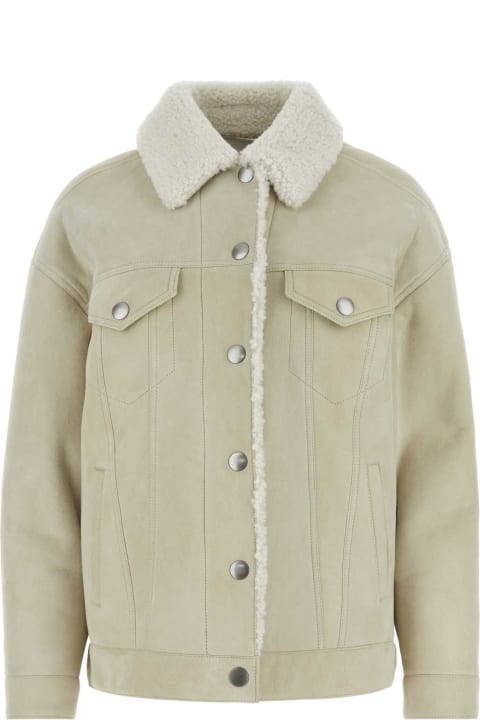 Coats & Jackets for Women Prada Chalk Shearling Jacket