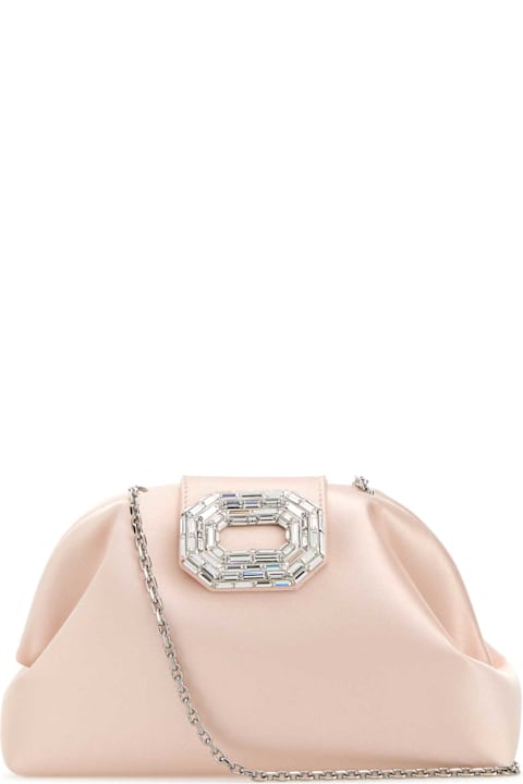 Amina Muaddi for Women Amina Muaddi Light Pink Satin Camelia Clutch