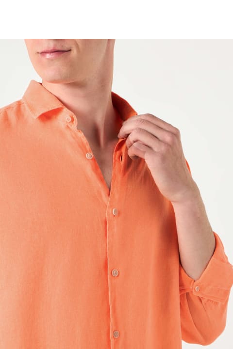 MC2 Saint Barth for Men MC2 Saint Barth Man Fluo Orange Linen Pamplona Shirt