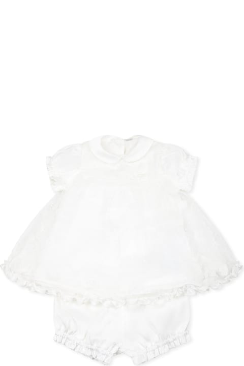 Monnalisa Bodysuits & Sets for Baby Girls Monnalisa White Suit For Baby Girl With Polka Dots