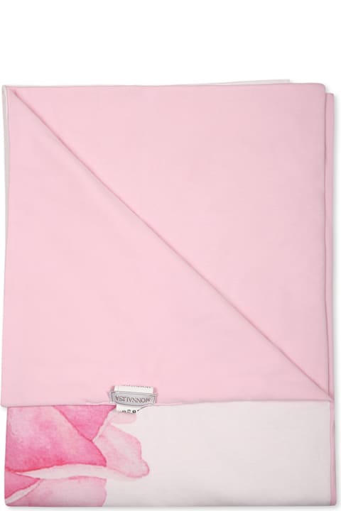 Monnalisa for Kids Monnalisa White Blancket For Baby Girl With Rose Print