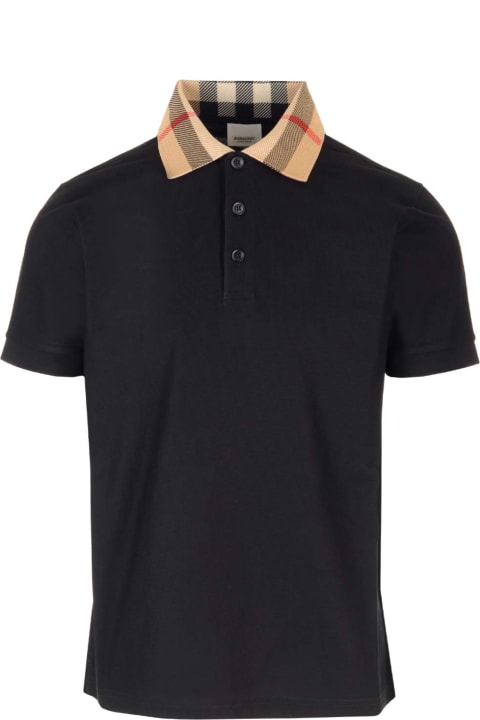 Topwear for Men Burberry Black Cotton Polo Shirt