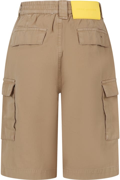 Bottoms for Boys Marc Jacobs Beige Cargo Shorts For Boy With Logo