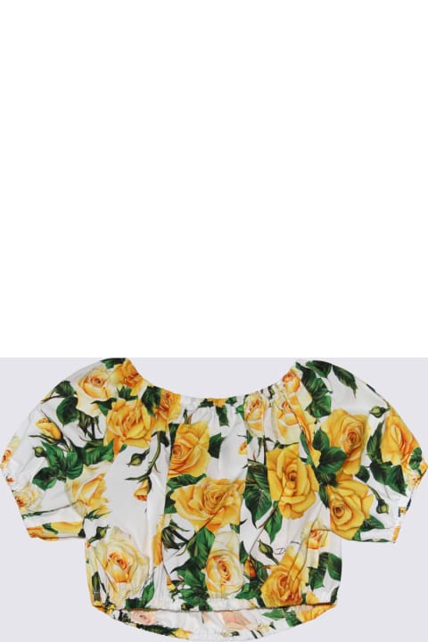 ガールズのセール Dolce & Gabbana White, Yellow And Green Cotton Top