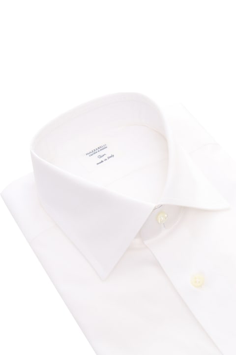 Mazzarelli قمصان لـ القسم الرجالي Mazzarelli White Cotton Slim Fit Shirt