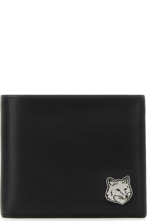 メンズ Maison Kitsunéの財布 Maison Kitsuné Black Leather Wallet