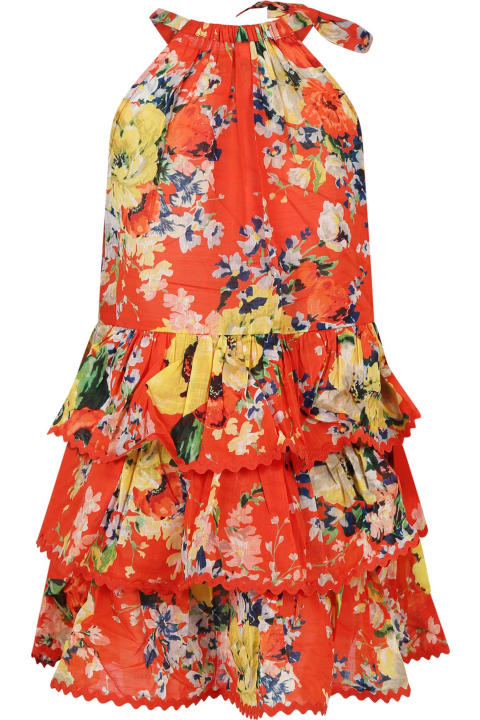 Dresses for Girls Zimmermann Red Dress For Girl With Floral Print