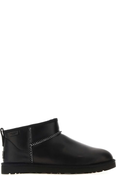 أدوات منزلية UGG Black Leather Classic Ultra Mini Ankle Boots