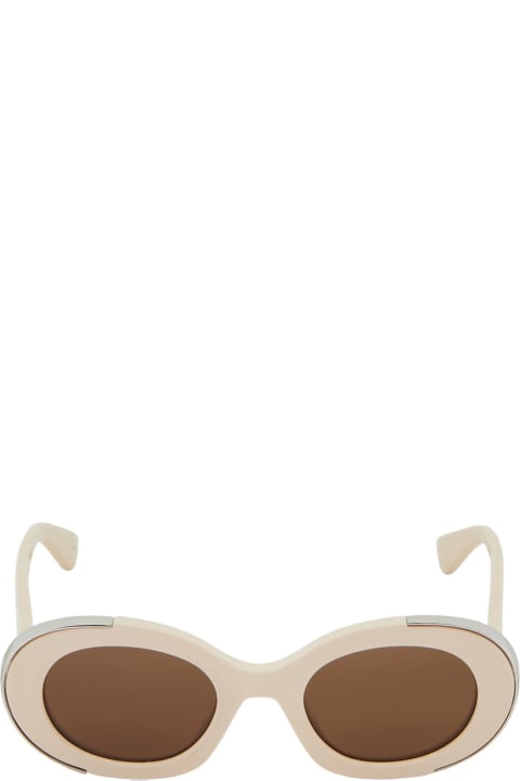 Fashion for Women Alexander McQueen Oval The Grip Sunglasses In Ivory/brown