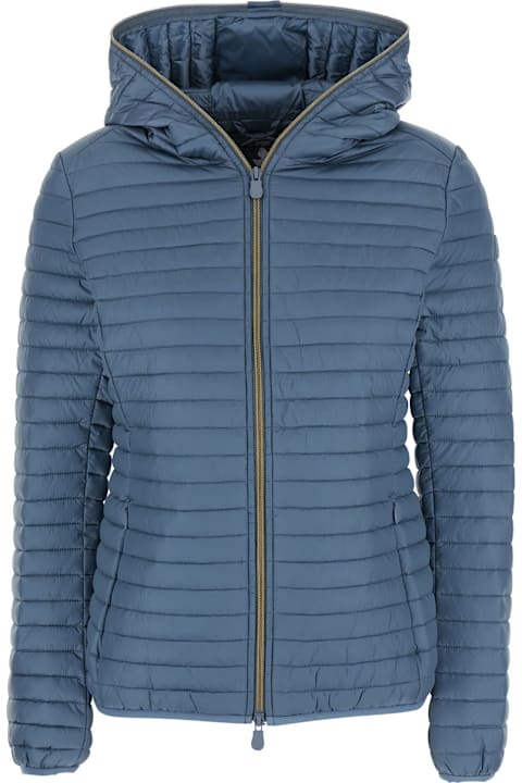 Homeware Save the Duck 'alexa' Grey Down Jacket With Hood And Quilted Design In Tech Fabric Woman