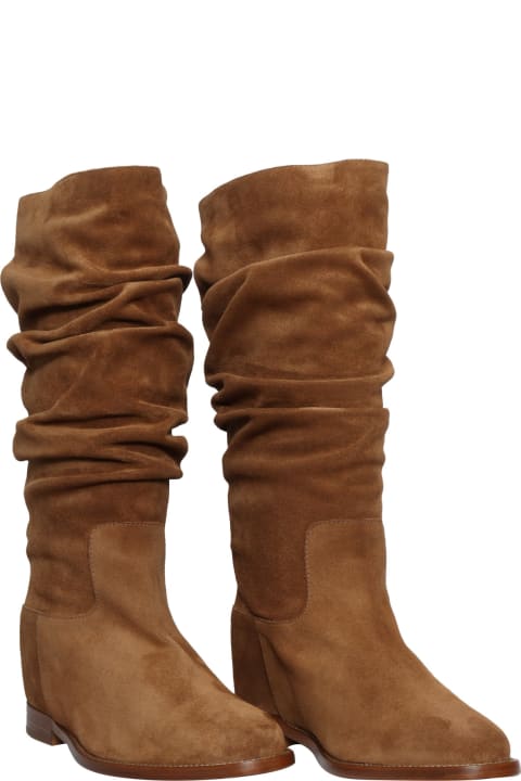 Boots for Women Via Roma 15 Brown Curled Boot