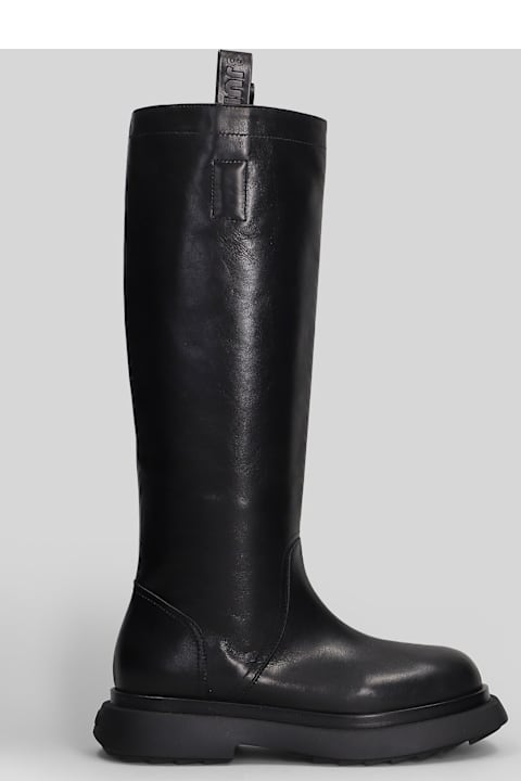 3JUIN Genny 010 Low Heels Boots In Black Leather