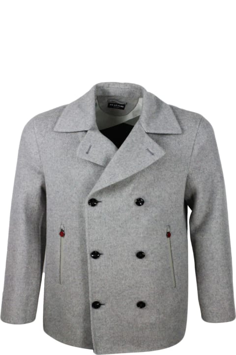 Kiton Coats & Jackets for Women Kiton Unlined Double-breasted Peacot Jacket In Pure And Soft Herringbone Cashmere And With Suede Finish