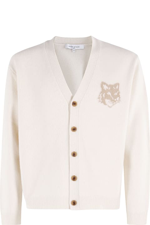 Maison Kitsuné for Kids Maison Kitsuné Fox Head Intarsia Merino Cardigan