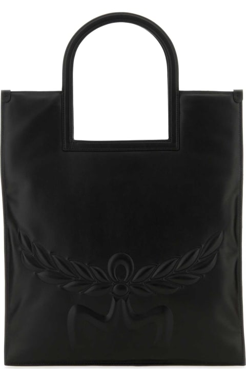 MCM Totes for Women MCM Black Nappa Leather Aren Shopping Bag