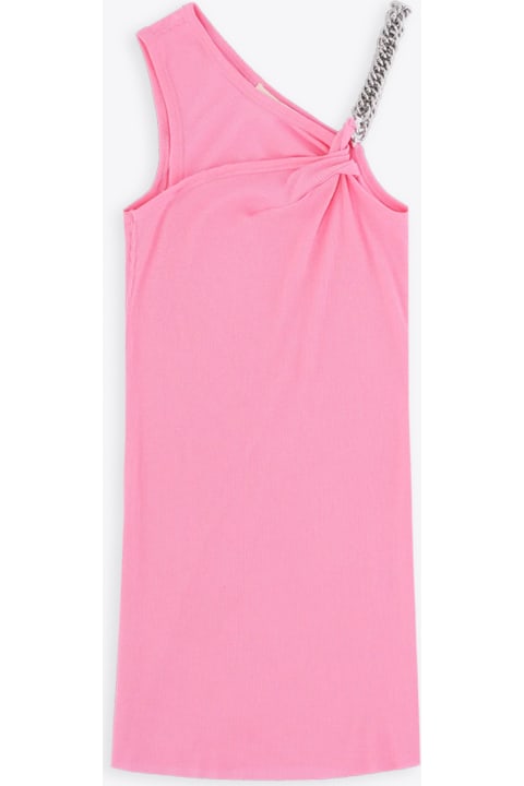 Ribbed Dress With Chain Bubble pink ribbed cotton short dress - Ribbed dress with chain