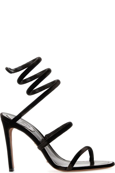 René Caovilla Dark Brown Velvet Cleo Sandals