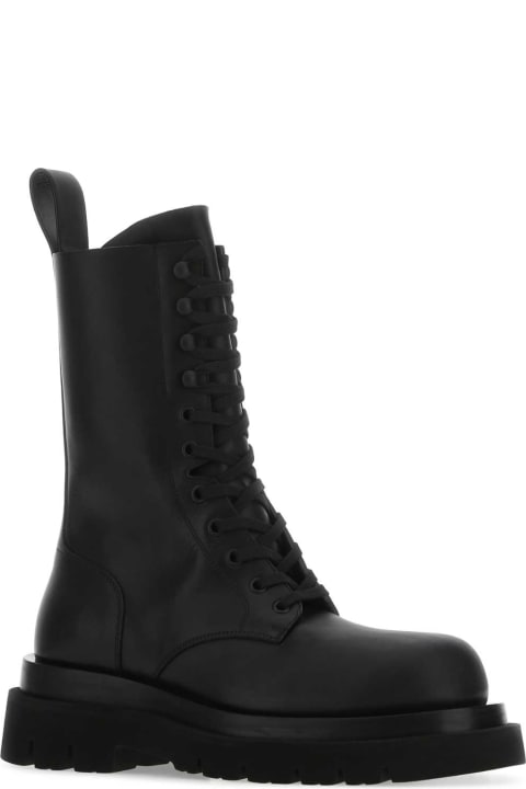 Bottega Veneta Boots for Women Bottega Veneta Black Leather Lug Ankle Boots