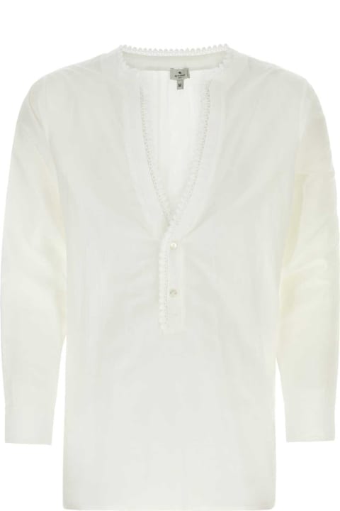 Etro for Men Etro White Cotton Blend Shirt
