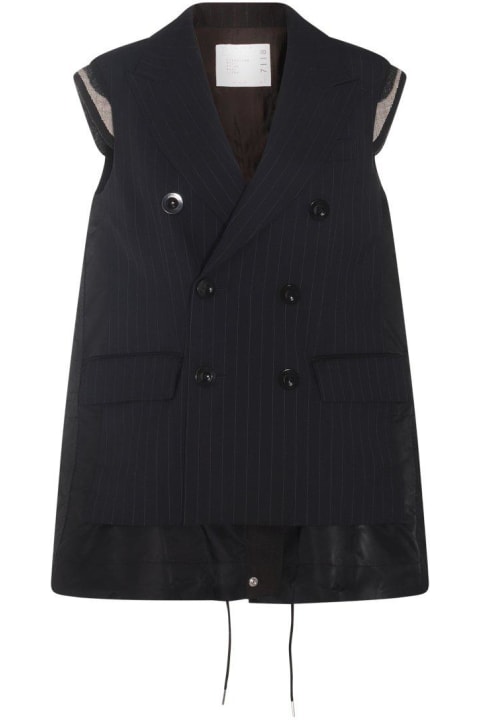 Sacai Coats & Jackets for Women Sacai Pinstriped Layered Vest