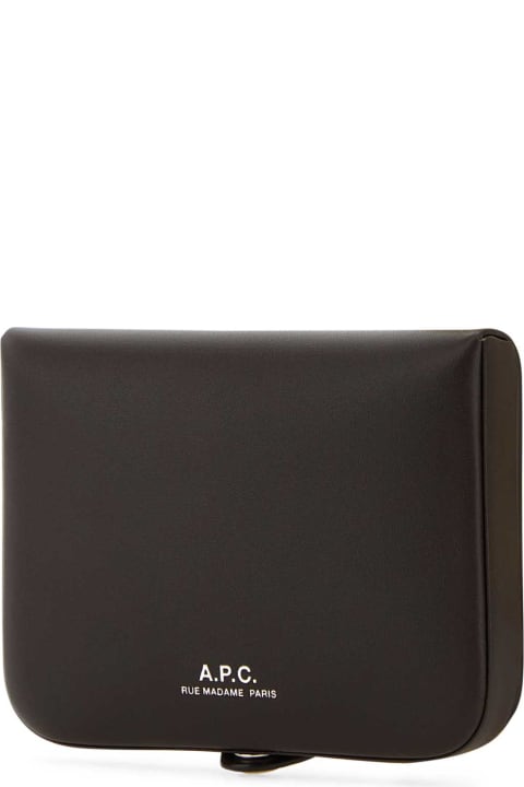 Wallets for Men A.P.C. Dark Brown Leather Card Holder