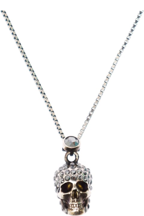 Alexander Mc Queen Woman's Pave Skull Brass Necklace