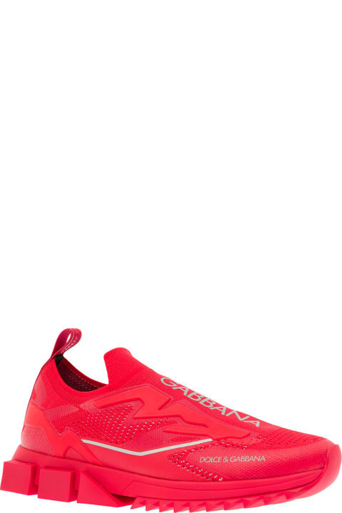 Dolce & Gabbana Man's Stretch Red Mesh Sneakers