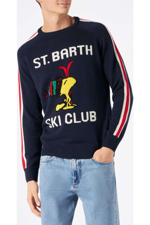 Homeware MC2 Saint Barth Crewneck Sweater With Woodstock Jacquard | Peanuts Special Edition