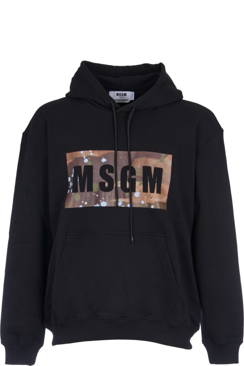MSGM Fleeces & Tracksuits for Men MSGM Logo Print Rib Trim Hoodie