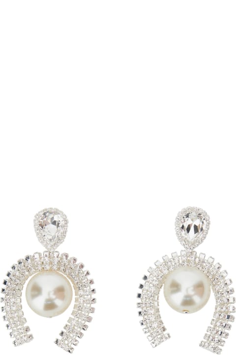 Magda Butrym Earrings for Women Magda Butrym Silver Colored Earrings With Pendant And Rhinestones In Brass Woman