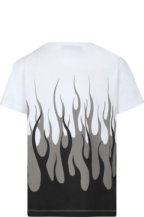 White T-shirt For Boy With Flames
