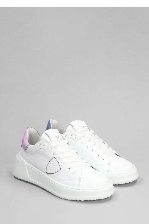 Philippe Model Sneakers for Women Philippe Model Tres Temple Low Sneakers In White Leather
