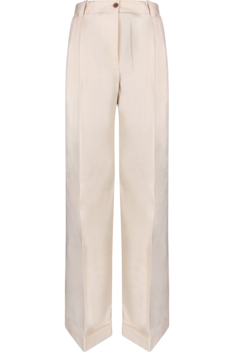 Pants & Shorts for Women Maison Kitsuné Double Pleats Ivory Trousers