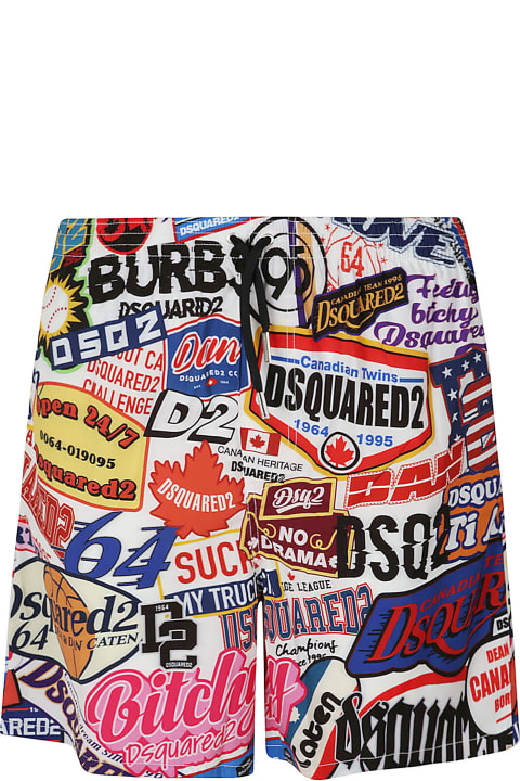 Pants for Men Dsquared2 All-over Logo Printed Shorts