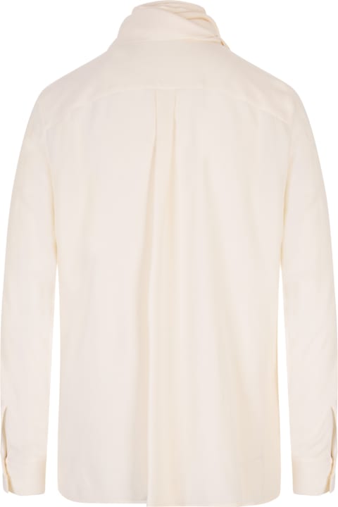Blouse In Ivory Crepe De Chine With Lavalliere Collar