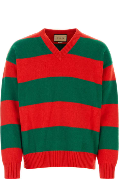Sweaters for Men Gucci Embroidered Stretch Wool Blend Sweater