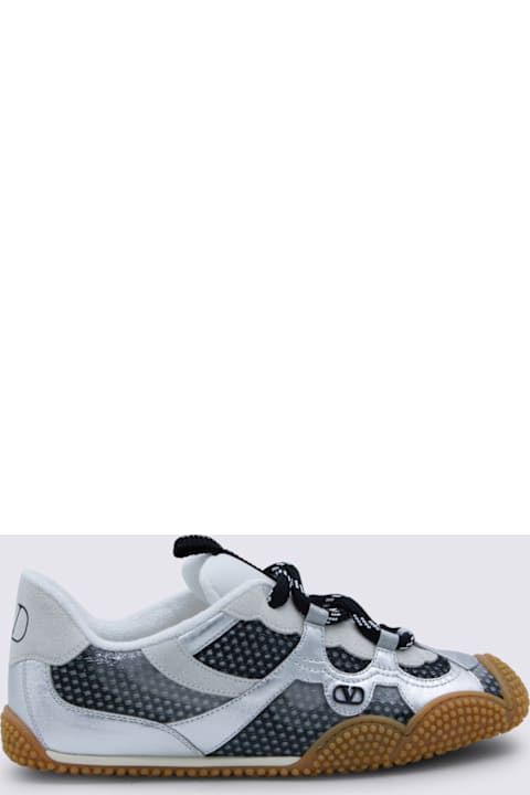 Valentino Garavani White And Black Leather Amphibia Sneakers